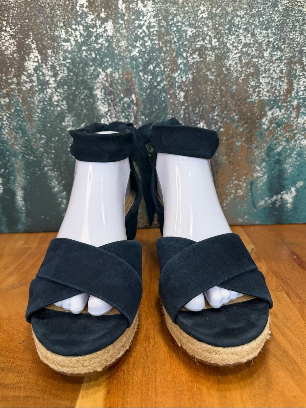 Splendid Coastal Chic‎ Boho 2010’s Blue Suede Espadrille Wedge Sandals (VGUC)